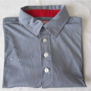 Men Chick Fil A Restaurant Stripes Employee Plo Short Sleeve Shirt Sz M (MT798)